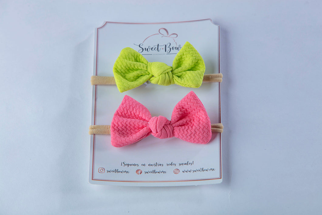 Mini Bows - Verde fosfo y Rosa