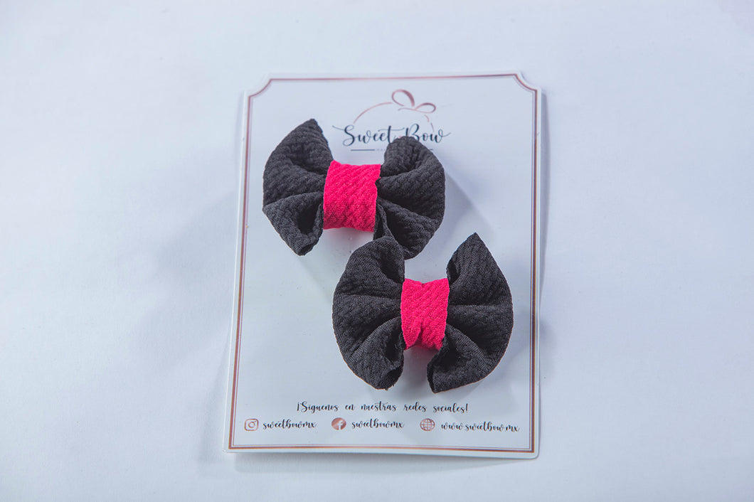 Double Bows - Negro con magenta