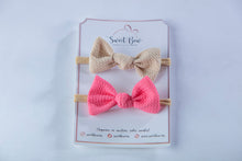 Cargar imagen en el visor de la galería, Mini Bows - Beige y Rosa Fosfo
